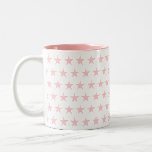 Taza Bicolor Patrón de Estrella Rosa (Izquierda)