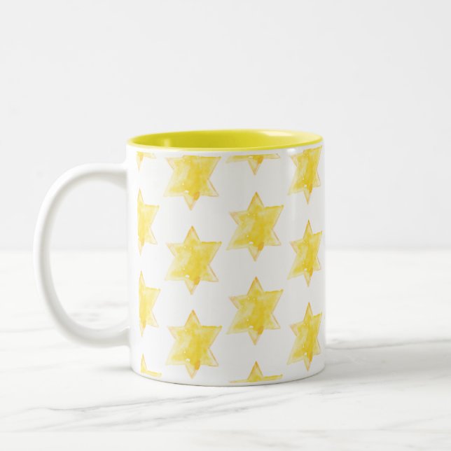 Taza Bicolor Patrón de estrellas amarillas (Izquierda)