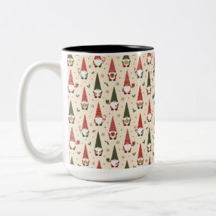 Taza Bicolor Patrón de fiesta de gnomos de Navidad