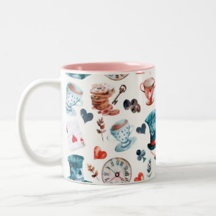 Taza Bicolor Patrón de Fiesta de Té del Caprichoso País de las