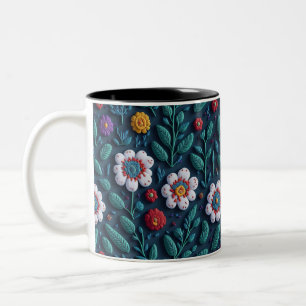 Taza Bicolor patrón de flor