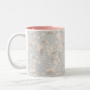 Taza Bicolor Patrón de flor de nomeolvides