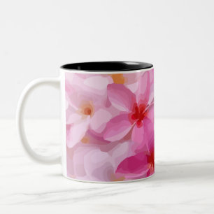 Taza Bicolor Patrón de flor de Plumeria Rosa