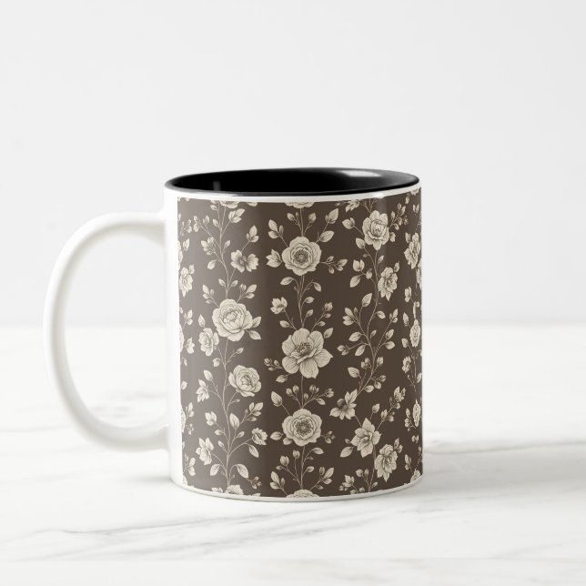 Taza Bicolor Patrón de flor Mug (Izquierda)
