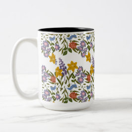 Taza Bicolor patrón de flores