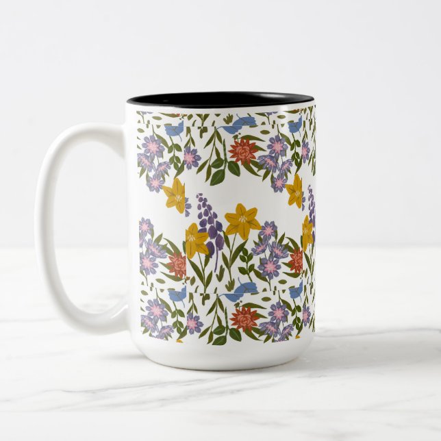 Taza Bicolor patrón de flores (Izquierda)