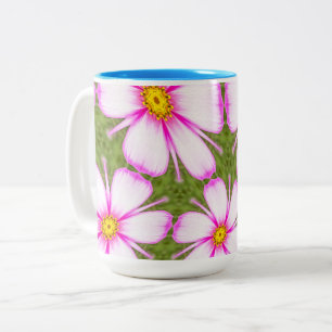 Taza Bicolor Patrón de flores de cosmos