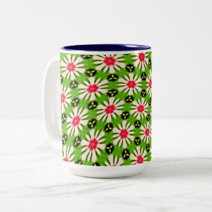 Taza Bicolor Patrón de flores rosadas y blancas