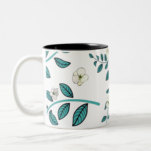 Taza Bicolor Patrón de flores sin foco (Izquierda)