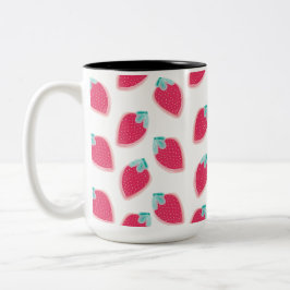 Taza Bicolor Patrón de fresa de fresa