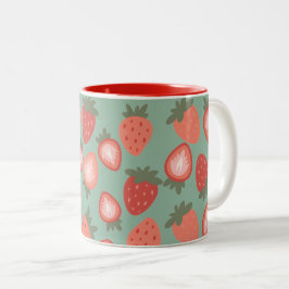 Taza Bicolor Patrón de fresa roja sin soldadura