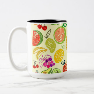 Taza Bicolor Patrón de frutas