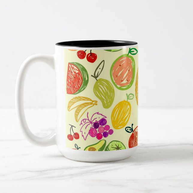 Taza Bicolor Patrón de frutas (Izquierda)