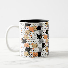Taza Bicolor Patrón de gato lindo