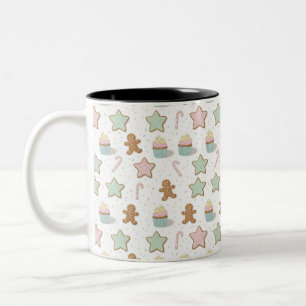 Taza Bicolor Patrón de golosinas de panadería de Navidad
