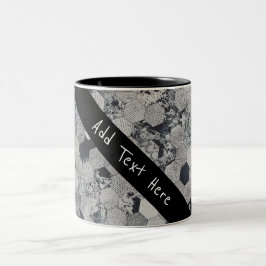 Taza Bicolor Patrón de hexágono geométrico, blanco y negro