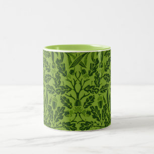 Taza Bicolor Patrón de hoja de roble verde sin fisuras de Willi