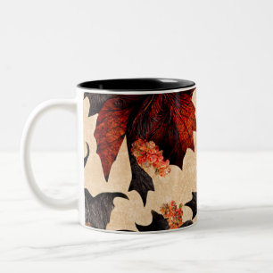 Taza Bicolor Patrón de hojas de arce barrocas