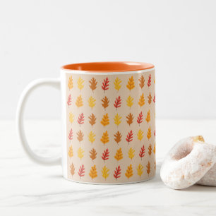 Taza Bicolor Patrón de hojas de roble