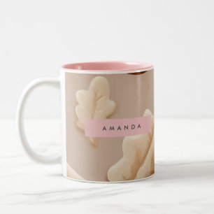 Taza Bicolor Patrón de hojas de roble y maíz ruso personalizado