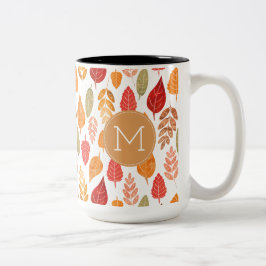 Taza Bicolor Patrón de hojas otoñales pintadas
