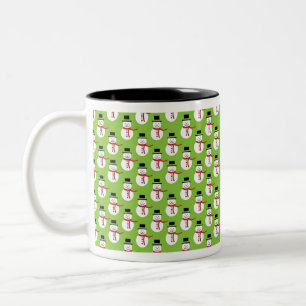 Taza Bicolor Patrón de hombres de nieve navidades