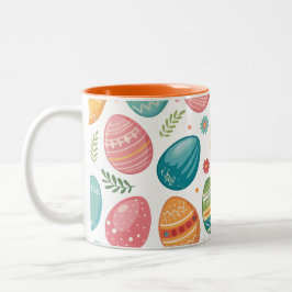 Taza Bicolor Patrón de Huevos de Pascua Coloridos
