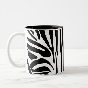 Taza Bicolor Patrón de impresión de cebra en blanco y negro atr