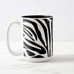 Taza Bicolor Patrón de impresión de cebra en blanco y negro atr