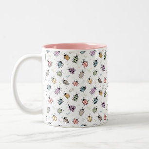 Taza Bicolor Patrón de insectos coloridos lindos