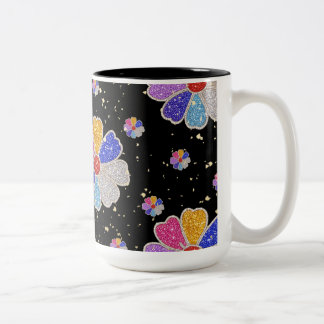 Taza Bicolor Patrón de joya floral brillante