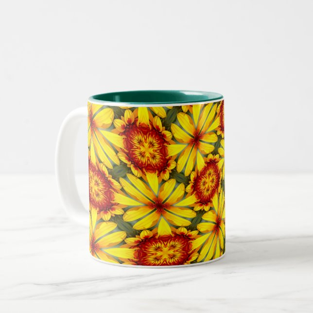 Taza Bicolor Patrón de las flores doradas (Anverso izquierdo)