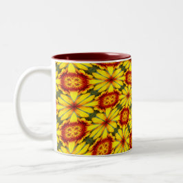Taza Bicolor Patrón de las flores doradas