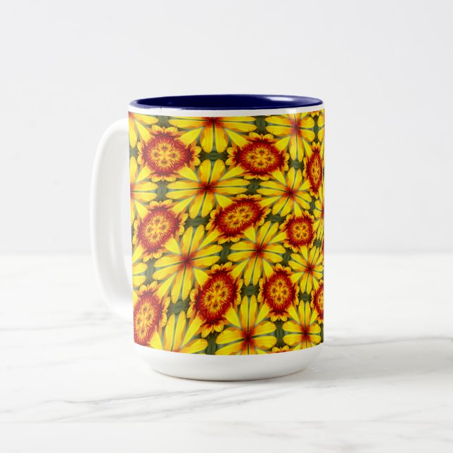 Taza Bicolor Patrón de las flores doradas (Anverso izquierdo)