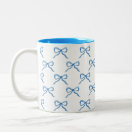 Taza Bicolor Patrón de lazo de acuarela azul