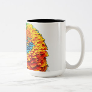 Taza Bicolor Patrón de loro caleidoscópico vibrante