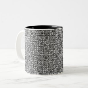 Taza Bicolor patrón de mandala floral BW