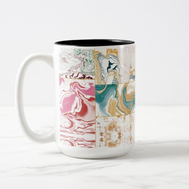 Taza Bicolor Patrón de mármol colorido (Izquierda)