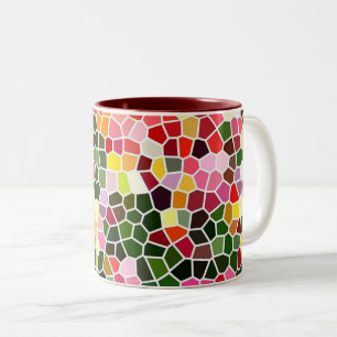 Taza Bicolor Patrón de mosaico colorido