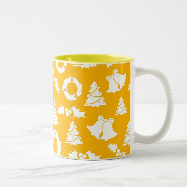Taza Bicolor Patrón de Navidades amarillos (Derecha)