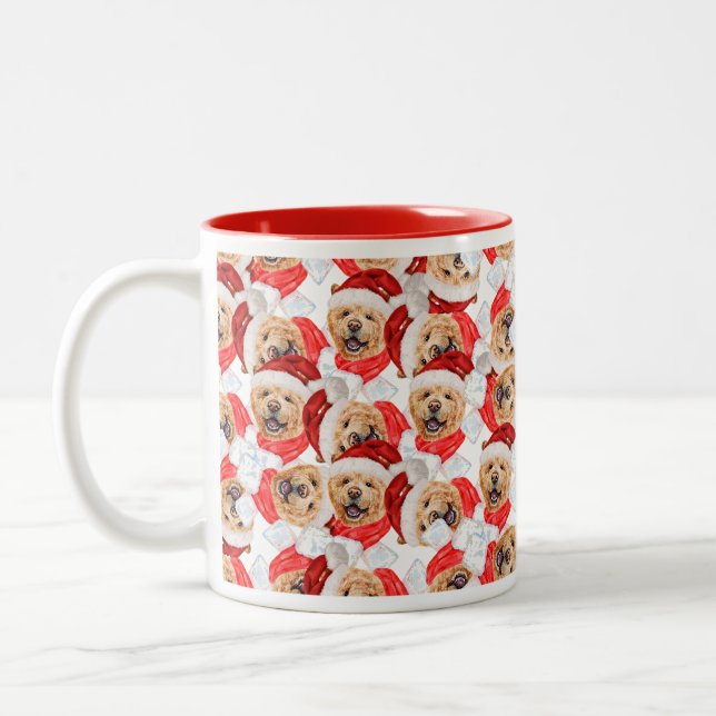 Taza Bicolor Patrón de Navidades Chow Chow divertidos (Izquierda)