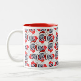 Taza Bicolor Patrón de Navidades de Cane Corso divertidos