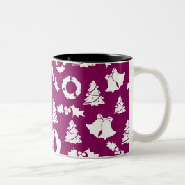 Taza Bicolor Patrón de Navidades púrpura