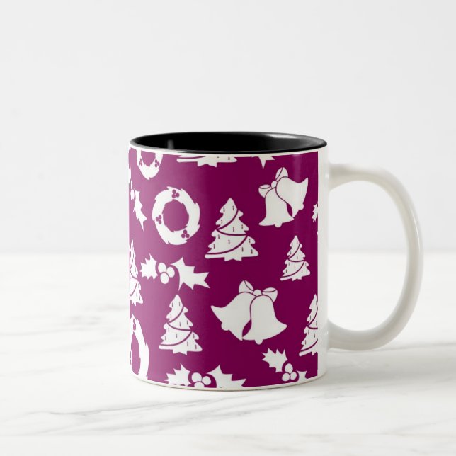 Taza Bicolor Patrón de Navidades púrpura (Derecha)