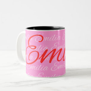 Taza Bicolor Patrón de nombre repetido de Eliana