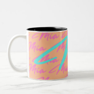Taza Bicolor Patrón de nombre repetido de Mia