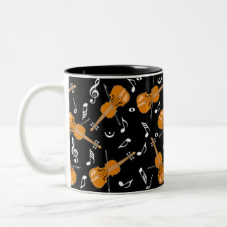Taza Bicolor Patrón de notas de música de violín
