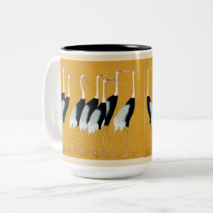 Taza Bicolor Patrón de oro de arte de la grúa japonesa