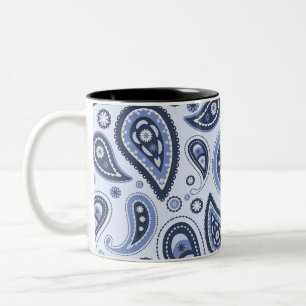 Taza Bicolor Patrón de Paisley Azul