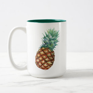 Taza Bicolor Patrón de palma de jungla de acuarela tropical de 